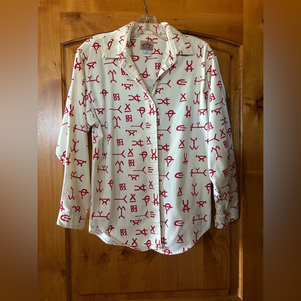 Barn Fly White Shirt with Red Accents